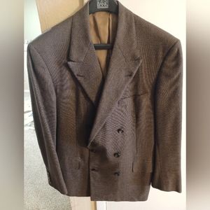 Oxxford Clothes tailor-made double breasted sport coat in brown tweed